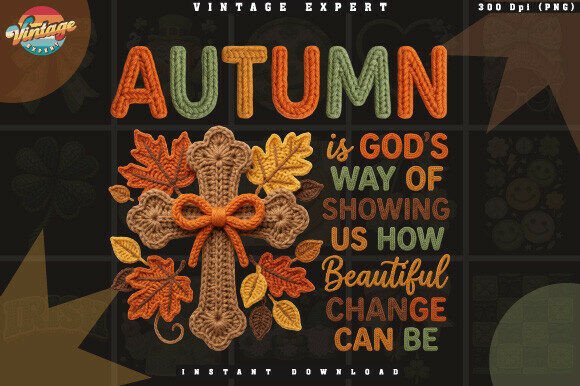 Autumn Faith Faux Crochet Yarn PNG Illustrations