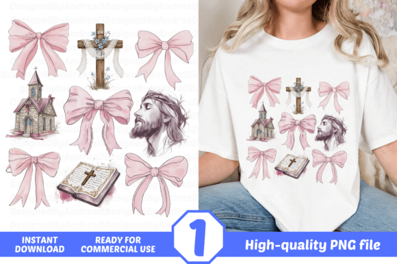Christian Cross, Coquette Bow, Bible