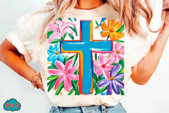 Christian Floral Cross PNG T-Shirt Illustrations