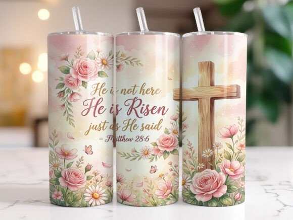 Christian Scripture Cross Roses Tumbler Wraps