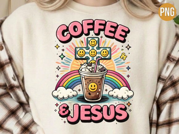 Coffee Jesus Smiley Cross Christian PNG for Crafts