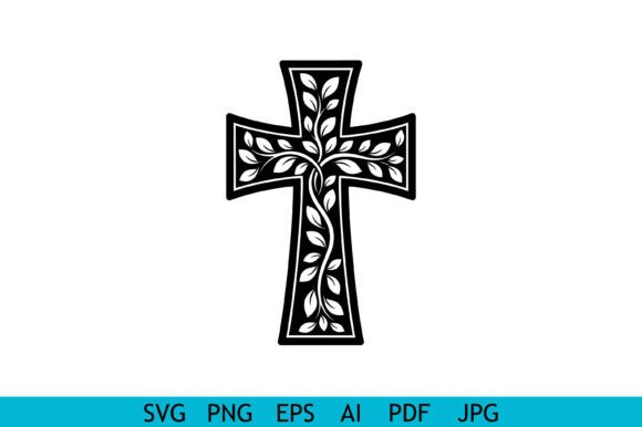 Floral Cross SVG Vine Leaf Christian Crafts