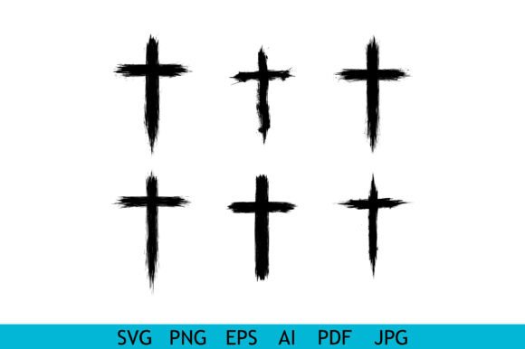 Grunge Christian Cross Symbol Set — Crafts