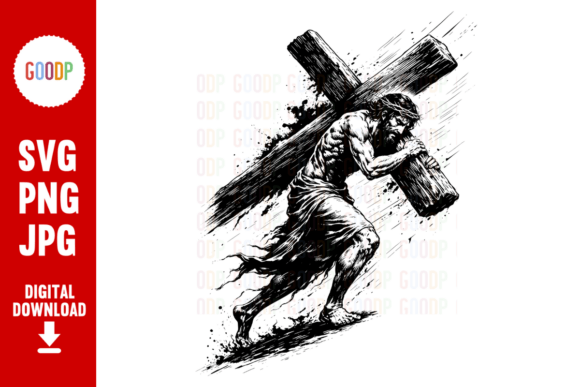 Jesus Carrying the Cross Sketch SVG Illustrations
