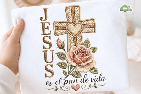 Jesus Cross PNG, Christian Floral Design for Crafts