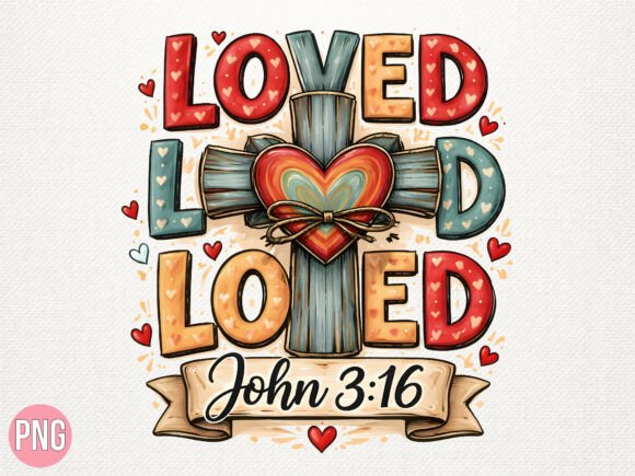 Loved John 3:16 Christian Cross PNG for Crafts