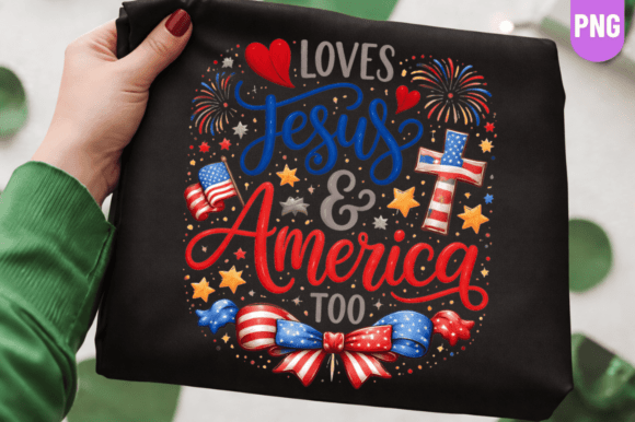 Loves Jesus America Too Christian PNG Illustrations