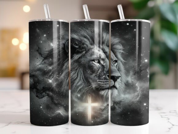 Man of Faith Christian Lion Tumbler Wrap