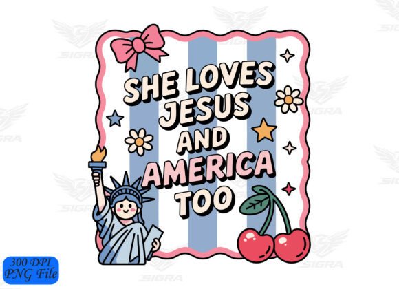 Patriotic Jesus Christian 4th of July Illustrations