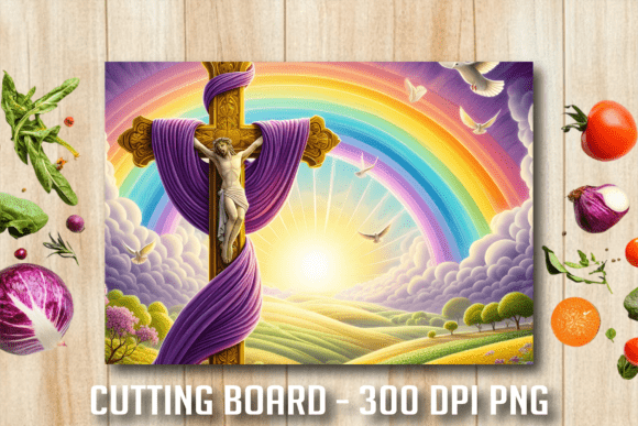 Rainbow Jesus Resurrection Cutting Board — Crafts